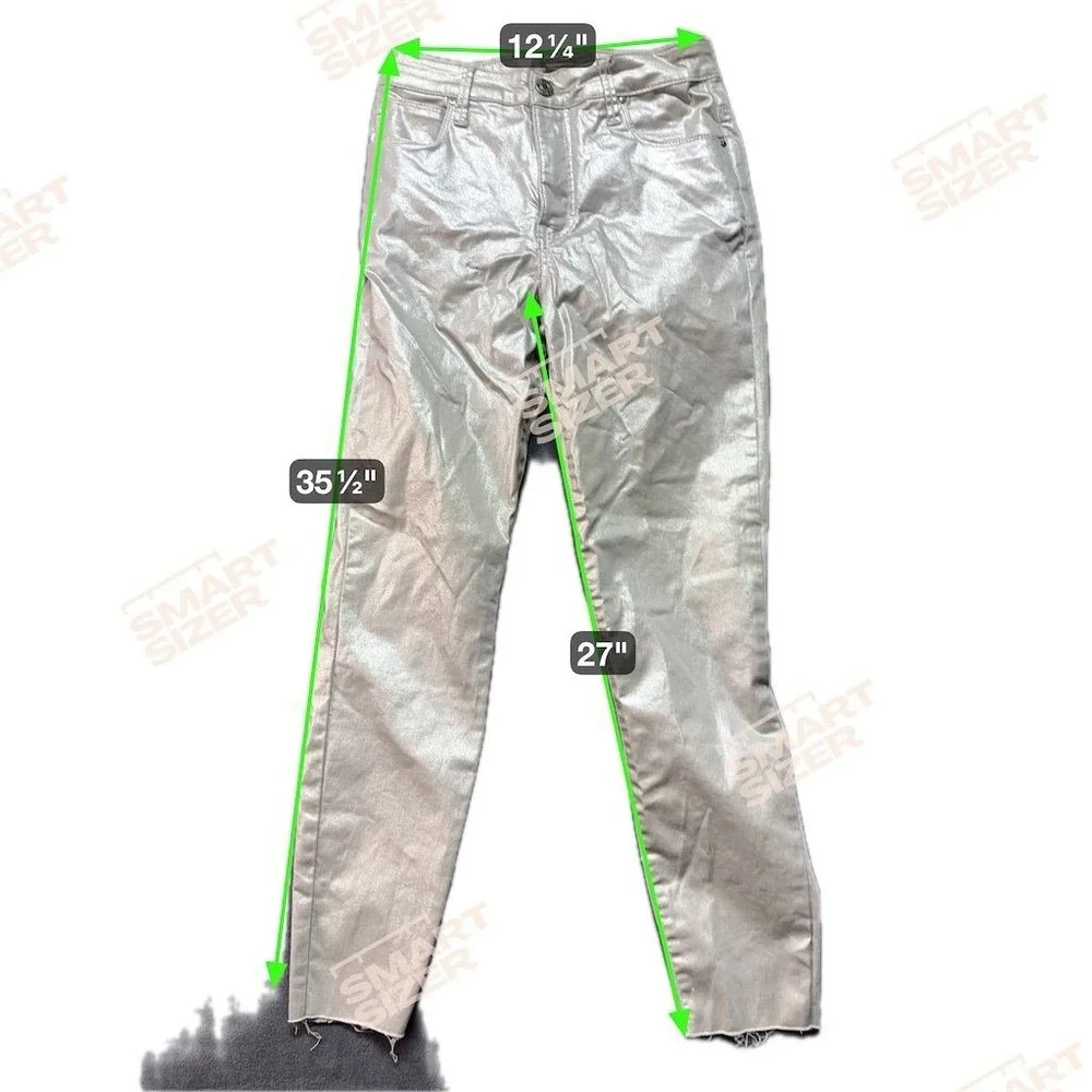 KUT from the‎ Kloth Women's High Rise Silver Metallic Skinny Jeans 2
